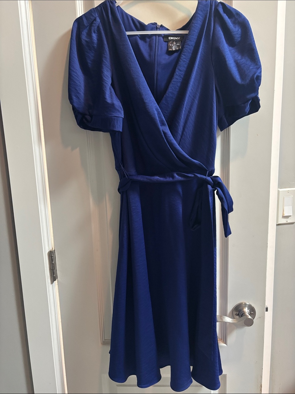 DKNY Cobalt Blue Wrap Midi Dress